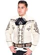 Camisa Charra Color Beige Bordado Café 060 WD 11-845