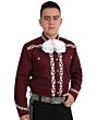 Camisa Charra Tradicional White Diamonds 10-856 Color Vino
