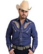 Camisa Charra White Diamonds Western Wear 10-851 Color Azul