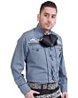 Camisa Charra Tradicional Color Gris Con Negro WD 11-830