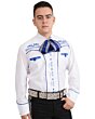 Camisa Charra Tradicional Color Blanco Con Azul WD 11-834