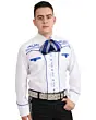Camisa Charra Tradicional Color Blanco Con Azul WD 11-834