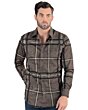 Camisa Cuadros Grandes Color Café Modern Fit Lamasini 0113