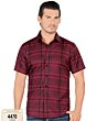 Camisa A Cuadros Manga Corta Color Vino Lam 4470