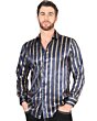 Camisa Con Líneas De Grecas Doradas Color Navy 44553