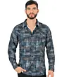 Camisa Montero Modern Fit Teal Estampada 0434