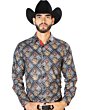 Camisa Fina El Señor De Los Cielos 43798 Color Negro-Blanco-Oro