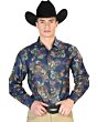 Camisa Fina Estampada El Señor De Los Cielos 43827 Color Azul