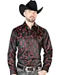 Camisa De Color Negro Con Rojo Jacquard Centenario 43742