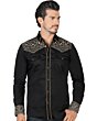 Camisa Vaquera Bordada Lamasini 2201 Negro-Beige