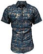 Montero 0451 Navy Men's Shirt with Geometric and Floral Patterns