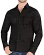 Montero 3301 camisa negra de manga larga para hombre con patrón de lunares blancos y bolsillos en el pecho