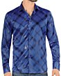 Montero 0811 men's royal blue long sleeve shirt with plaid pattern