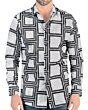 Front view of Men's Geometric Print Long Sleeve Shirt - Lamasini 0110, showcasing the intricate geometric design.