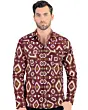 Men's Maroon Geometric Pattern Long Sleeve Shirt Lam 0104