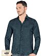 Camisa Color Teal Modern Fit Moda Lamasini 4459