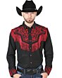 Camisa Vaquera Negra Bordado Y Barbas Rojas 126726
