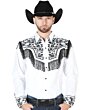 Camisa Vaquera Blanca Bordado Y Barbas Negros 44223