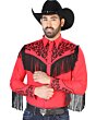 Camisa Vaquera Roja Con Bordado Y Barbas Negras 126698
