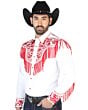 Camisa Vaquera Blanca Con Bordado Y Barbas Rojas 126708