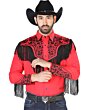 Camisa Vaquera Roja Con Barbas Y Bordado Negro 126709