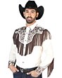 Camisa Vaquera Beige Con Barbas Y Bordado Café 126710