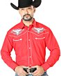 Camisa Roja Bordada Calavera De Toro Con Estrella 126678