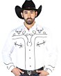 Camisa Blanca Bordada Con Diseño De Soga Y Calavera De Toro Cuernos Largos