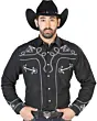 Camisa Negra Bordada Con Diseño De Soga Y Cabeza De Caballo 126714