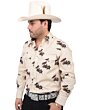 Camisa Vaquera Beige Con Estampado De Caballos WD 11-882
