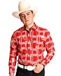 Camisa Vaquera Diseño De Grecas Color Rojo-Blanco WD 11-898