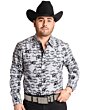 Camisa Vaquera Gris Con Estampado De Herraduras y Caballos WD 11-894