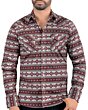 Close-up view of Men's Mocha Geometric Pattern Shirt - Snap Button - Modern Fit - Lamasini 0106.