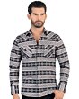 Front view of Men's Black and White Geometric Pattern Shirt - Snap Button - Modern Fit - Lamasini 0106.
