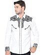 Camisa Vaquera Bordada Blanca Lamasini 2203