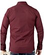 Back view of Men's Burgundy Long Sleeve Shirt with Subtle Dots - Snap Button - Modern Fit - Lamasini 0115.