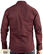 Back view of Men's Black Long Sleeve Shirt with Red Geometric Pattern - Lamasini 0114.