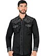 Camisa Vaquera Bordada Montero Color Negro Con Bordado Gris VA3541