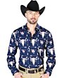 Camisa Vaquera Calavera De Toro ESDLC 43694 Color Navy Blue