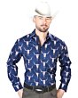 Camisa Vaquera Calavera De Toro ESDLC 43698 Color Azul