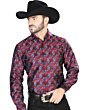 Camisa Fina Jacquard Centenario 43761 Color Rojo-Azul