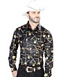 Camisa Vaquera Estampado Cadenas De Oro ESDLC 44087 Negra