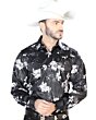 Camisa Vaquera Estampado Flores ESDLC 44109 Color Negro-Blanco