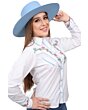 Blusa Vaquera Bordada Blanca Flores WD 11-536