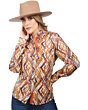 Camisa Vaquera De Mujer Color Naranja Diseño Geométrico WD 11-538