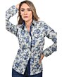 Camisa Vaquera De Mujer Diseño De Flores Azules WD 11-544