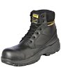 Zapatos de trabajo para hombre Caribú 44366 en piel hungaro color negro, con diseño de agujetas, suela de P.U. de inyección resistente al calor y durabilidad industrial.