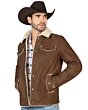 Montero 0892 Camel Faux Leather Men's Jacket with Faux Shearling Lining.