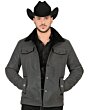 Montero 0892 Charcoal Men's Faux Leather Jacket with Sherpa Lining
