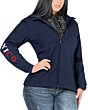 Close-up view of the Danesi 4052 Navy jacket sleeve, showcasing the "Mexico" embroidery.